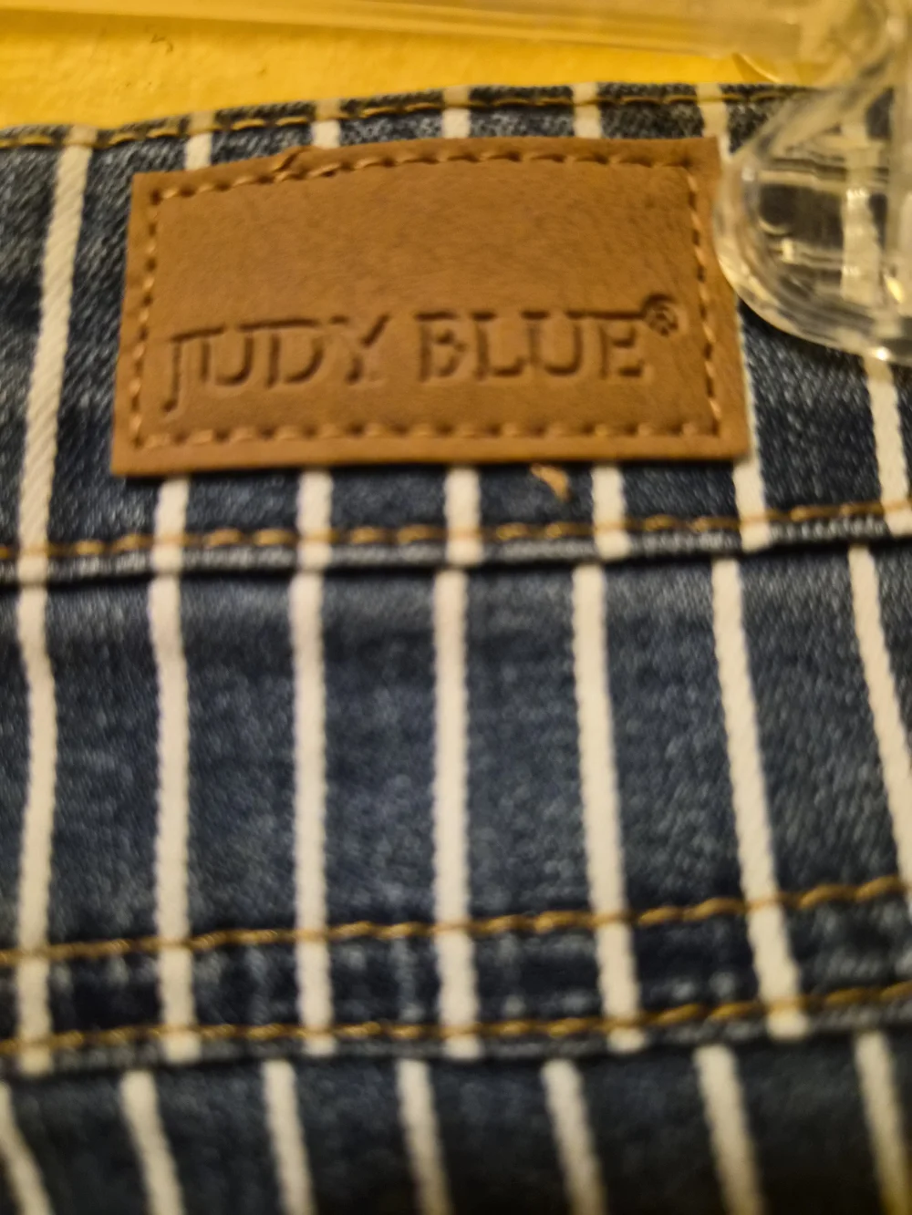 Judy Blue High Waist Super Flare with Pinstripes and a Raw Hem Bellbottoms